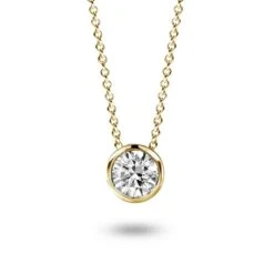 Collier Diamant Solitaire - Serti Clos 0.19 Ct Or Jaune 1.9g Gabriela - 92AL37A-