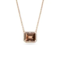 Collier Quartz Fumé Diamant 0.13 Ct One More Etna 064968VA