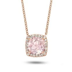 Collier Quartz Rose Diamant 0.1 Ct One More Etna 050642XA