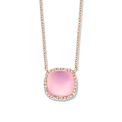 Collier Quartz Rose Diamant 0.18 Ct One More Amiata 053379XA