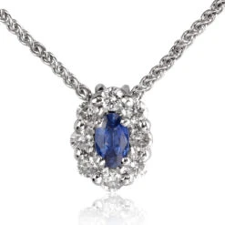 Collier Saphir 0.23 Ct Serti De Diamants 0.32 Ct 0.23ct - Héloïse-CL3829-0.23