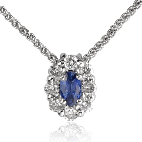 Collier Saphir 0.23 Ct Serti De Diamants 0.32 Ct 0.23ct - Héloïse-CL3829-0.23
