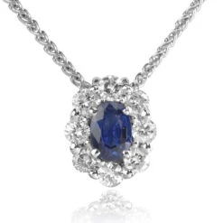 Collier Saphir 0.60 Ct Serti De Diamants 0.52 Ct 0.6ct - Lola-CL3828-0.60