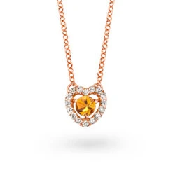 Collier Saphir Orange Diamant 0.10 Ct One More Salina 051384KA