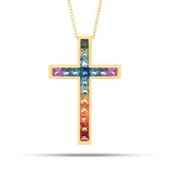Collier Saphirs Croix Rainbow Ct - Riku-P7971