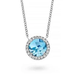 Collier Topaze Swiss Blue Diamant 0.09 Ct One More Etna 050659AT