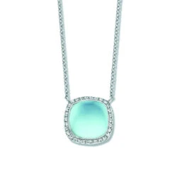 Collier Topaze Swiss Blue Diamant 0.18 Ct One More Amiata 053380T2