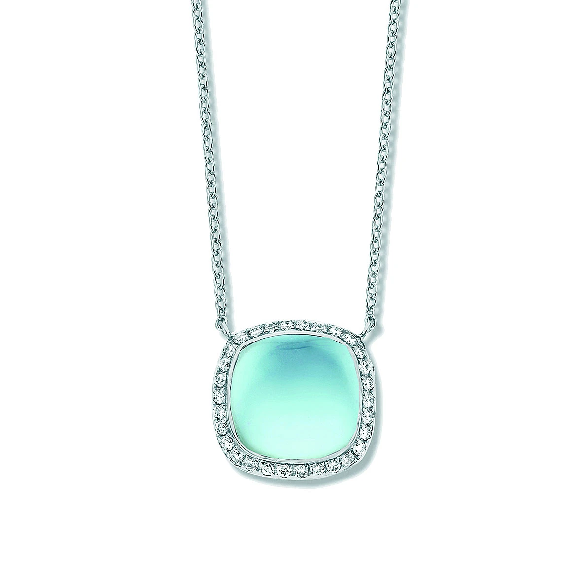 Collier Topaze Swiss Blue Diamant 0.18 Ct One More Amiata 053380T2