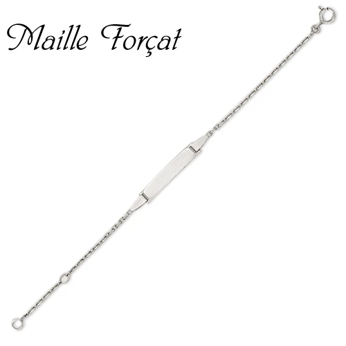 Gourmette Baptême Or Blanc à Graver Adrienne – Image 3