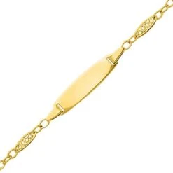 Gourmette Baptême Or Jaune à Graver Ambre