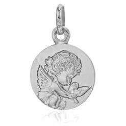 Médaille Ange à La Colombe Augis Or Blanc 14 Mm Shanna G2664X0000