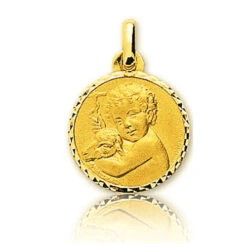 Médaille Ange Or Jaune 15 Mm Adrienne - 20405