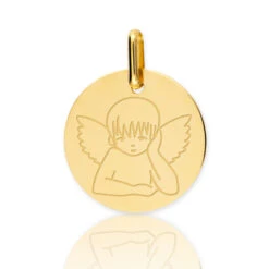 Médaille Ange Or Jaune 15 Mm Tufouma - XR1516