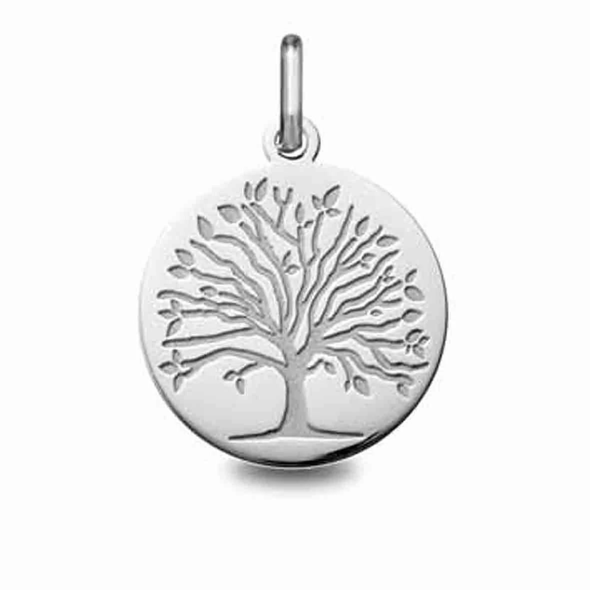 Médaille Arbre De Vie Or Blanc - 18 Mm -Amour - 24B8400218