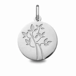 Médaille Arbre De Vie Or Blanc - 18 Mm -Athéna - 24B8400222