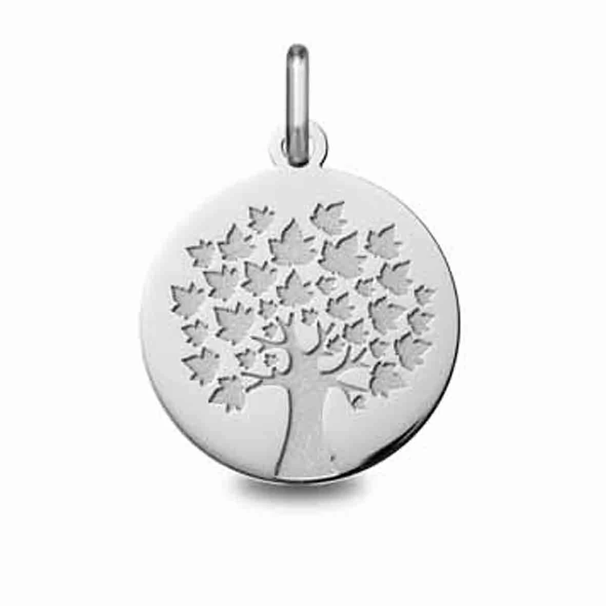 Médaille Arbre De Vie Or Blanc - 18 Mm -Éliane - 24B8400221