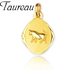 Médaille Pendentif Zodiac Taureau Or Jaune Adriana