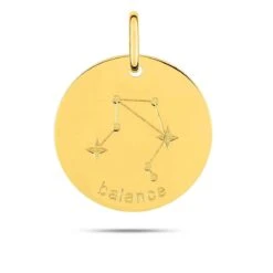 Médaille Pendentif Zodiaque Balance Or Jaune Emma