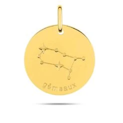 Médaille Pendentif Zodiaque Gémeaux Or Jaune Valeriya