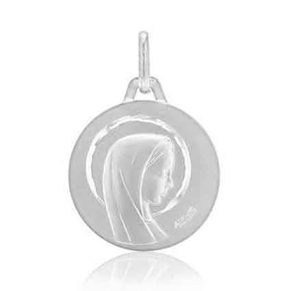 Médaille Ronde Vierge Auréolée Augis En Or Blanc 16 Mm Selena G2645X0000