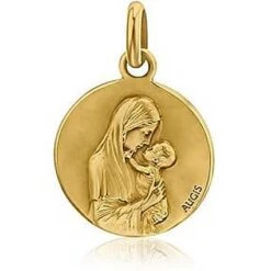 Médaille Vierge à L'Enfant Augis Patine Main En Or Jaune 18 Mm Rosemary J4911X0000
