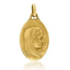 Médaille Vierge Au Voile Augis Patine Main En Or Jaune Itaca J4934X0000