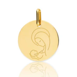 Médaille Vierge Or Jaune 15 Mm Isabelle -XR1512