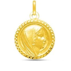 Médaille Vierge Or Jaune 17 Mm Rêveuse -9K20807