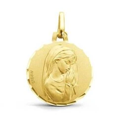 Médaille Vierge Priante Augis En Or Jaune 16 Mm Agata J4951X0000