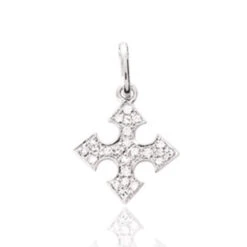 Pendentif Croix En Or Et Diamant Or Blanc 0.08 Ct Loana - 3.389.31