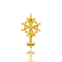 Pendentif Croix Huguenote Or Jaune Chrystel