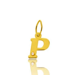 Pendentif Or Jaune Et Diamant 0,01ct Initiale P Athéna