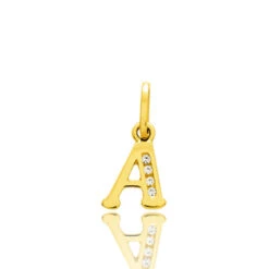 Pendentif Or Jaune Et Oxyde De Zirconium Initiale A Marina