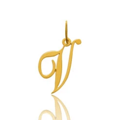 Pendentif Or Jaune Initiale V Destinée