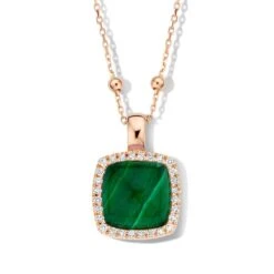 Pendentif Pantelleria Cristal De Roche Sur Malachite Et Diamants One More - Pantelleria - 062373ND