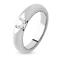 Solitaire Or Blanc Diamant Serti Demi Clos 0.25 Ct Katerina - 4S1004